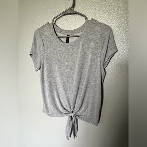 Gaiam Cropped Gray Tie-Front Women's Top